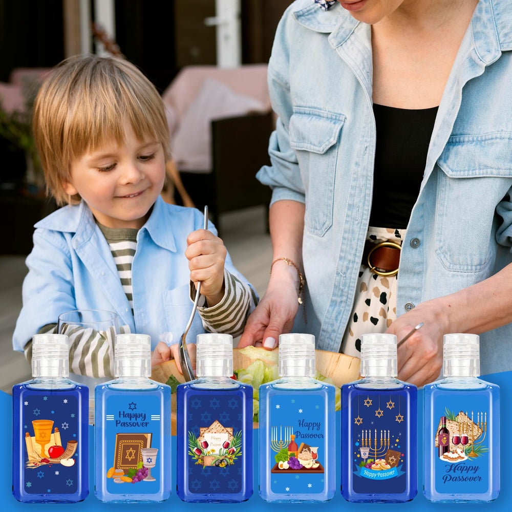 Ideal for Passover kitchen and bathroom displays with tasteful blue tones.
