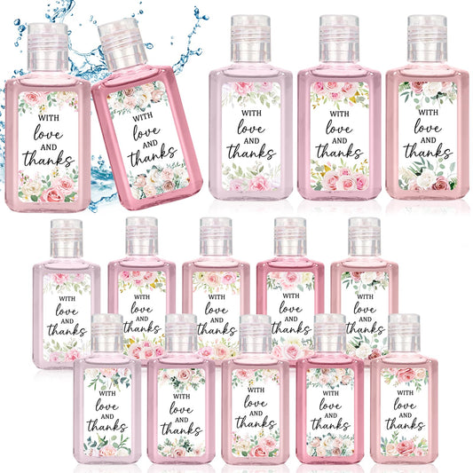 Piuaeue pink flower mini hand sanitizer for elegant wedding favors