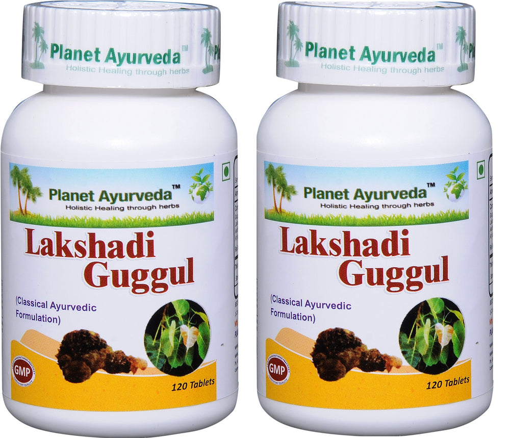 Planet Ayurveda Lakshadi Guggul bottle front with natural tablets for joints