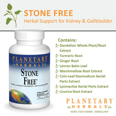 Planetary Herbals Stone Free bottle label close up and cap.