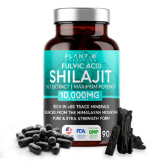PLANT.O NUTRITION Pure Himalayan Shilajit 10000mg bottle, high potency for daily vitality.