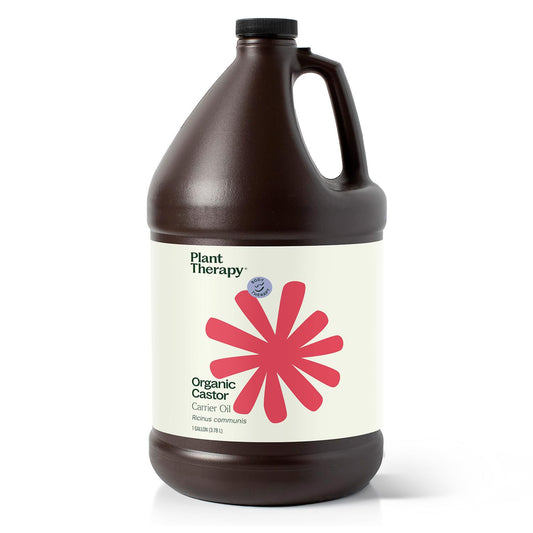 Plant Therapy Castor Oil bottle front showing USDA Organic purity for skin and hair care
