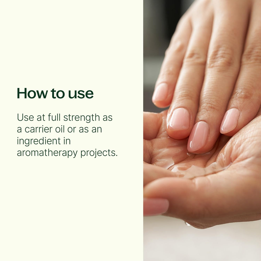 Plant Therapy bottle side reveals MCT-based formula for moisturized skin