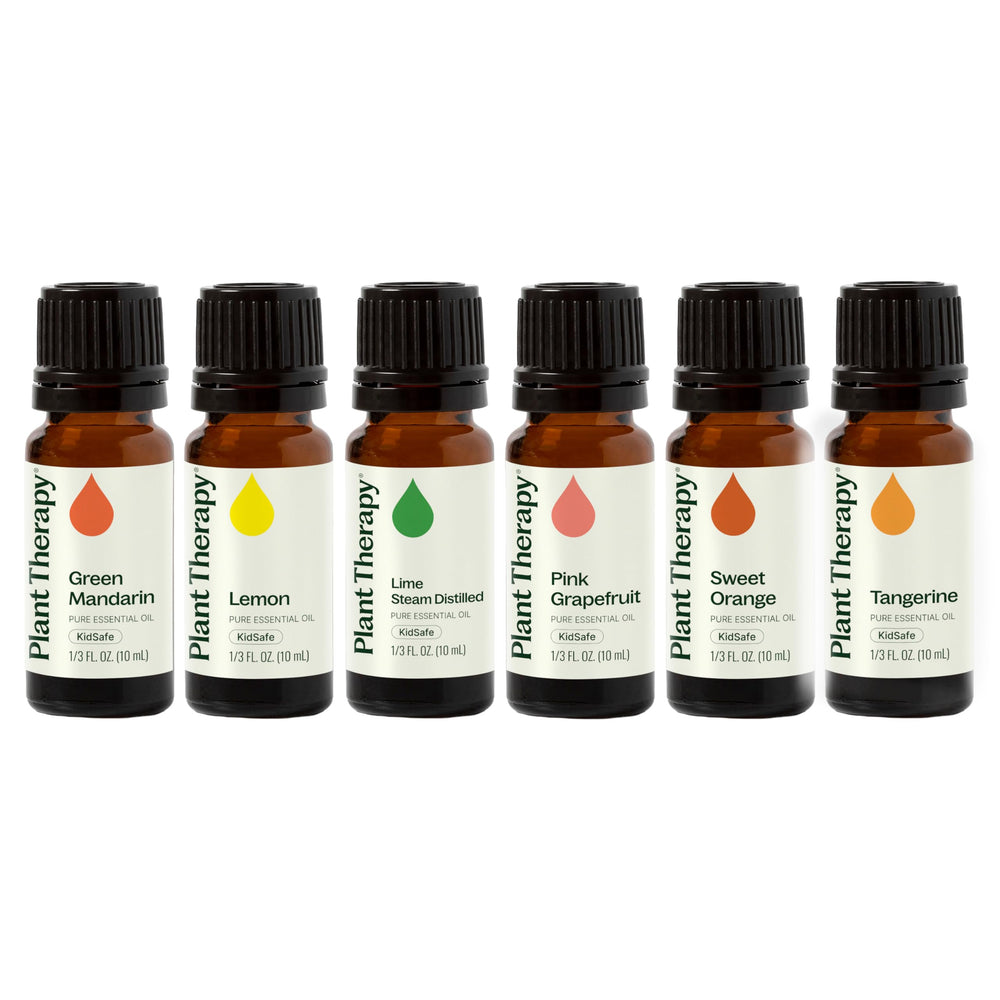 Plant Therapy Grapefruit oil bottle close-up for refreshing diffuser aromatics