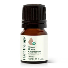 Plant Therapy Roman Chamomile oil bottle for calming aromatherapy.
