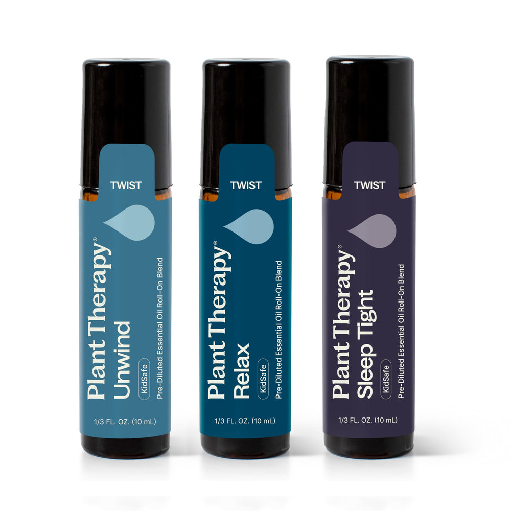 Plant Therapy Sleep Easy Relax roll-on bottle for nightly calm before bed.