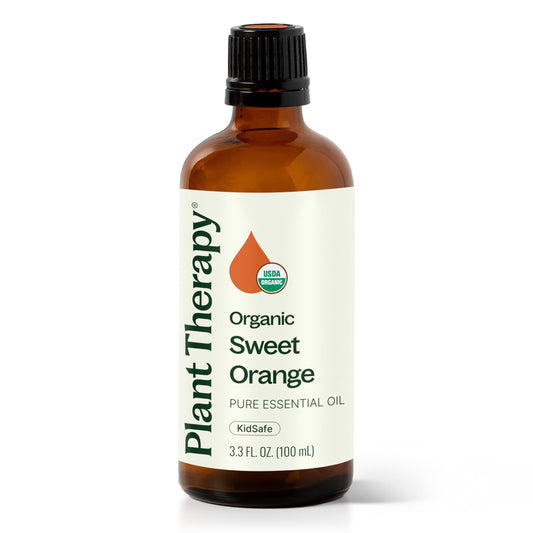 Plant Therapy Sweet Orange essential oil bottle ready for diffusion and mood enhancement.