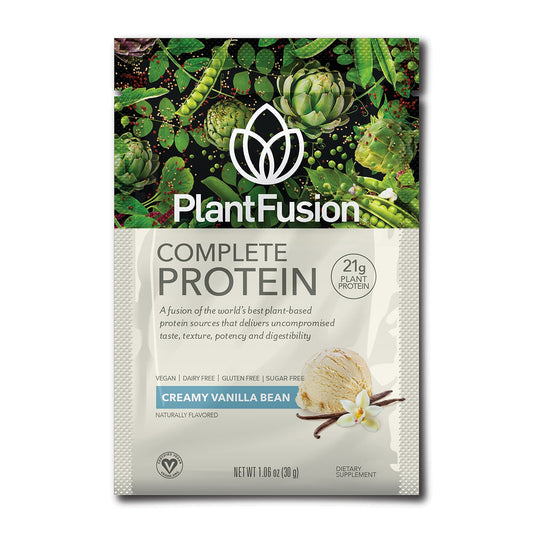 PlantFusion Complete Vanilla protein bottle for daily workouts and convenient nutrition.