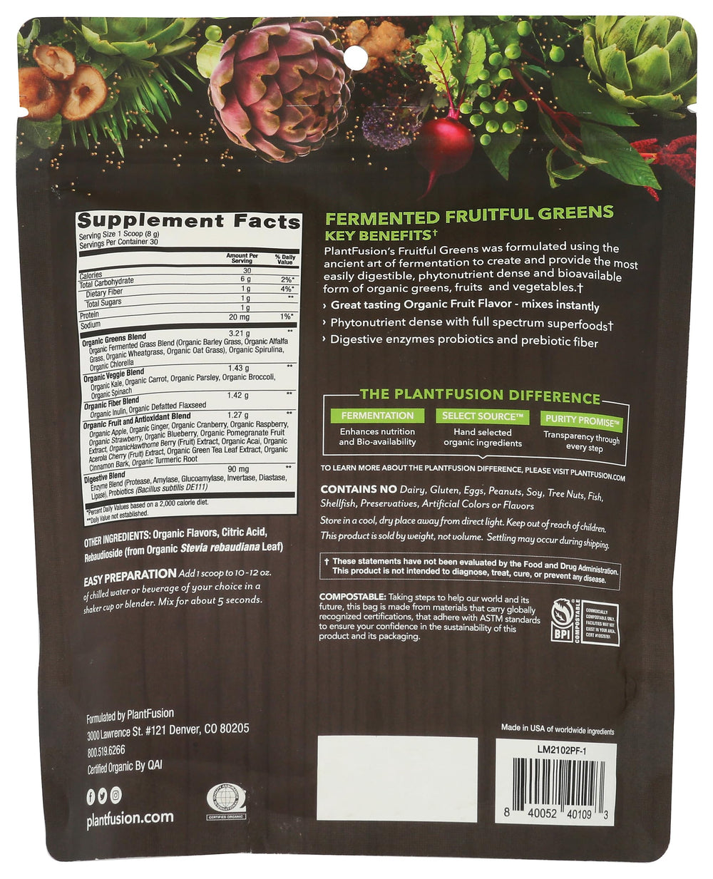 PlantFusion Fruitful Greens dissolving in water with a vibrant green hue.