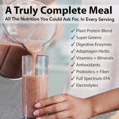 PlantFusion greens and superfoods powder being prepared for daily nutrition
