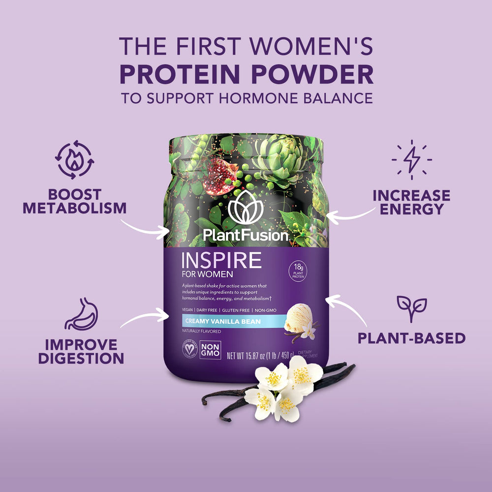 PlantFusion Inspire shaker glass with vanilla shake ready to enjoy