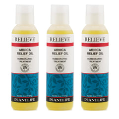 Plantlife Arnica Relieve Oil 3 Pack bottle pour for everyday relaxation