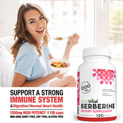 Lifestyle scene with PlantVital Berberine on a kitchen counter for daily routine.