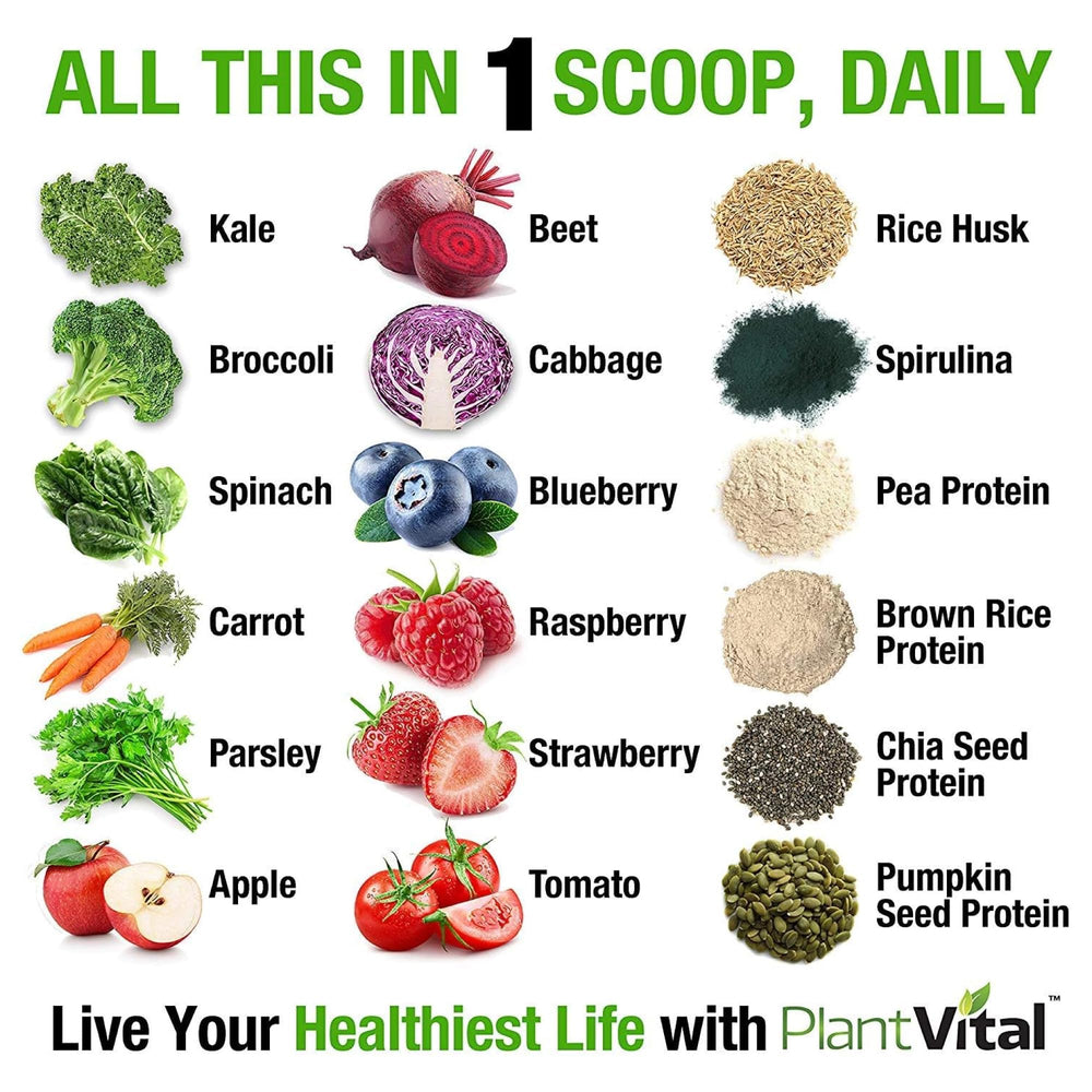 Plantvital greens nutrition blend bottle for daily greens boost