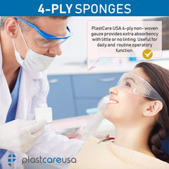 PlastCare USA soft comfort gauze sponges, gentle on sensitive skin