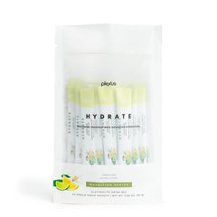 Plexus Hydrate Lemon Lime powder sachet ready to mix for refreshing hydration during workouts.