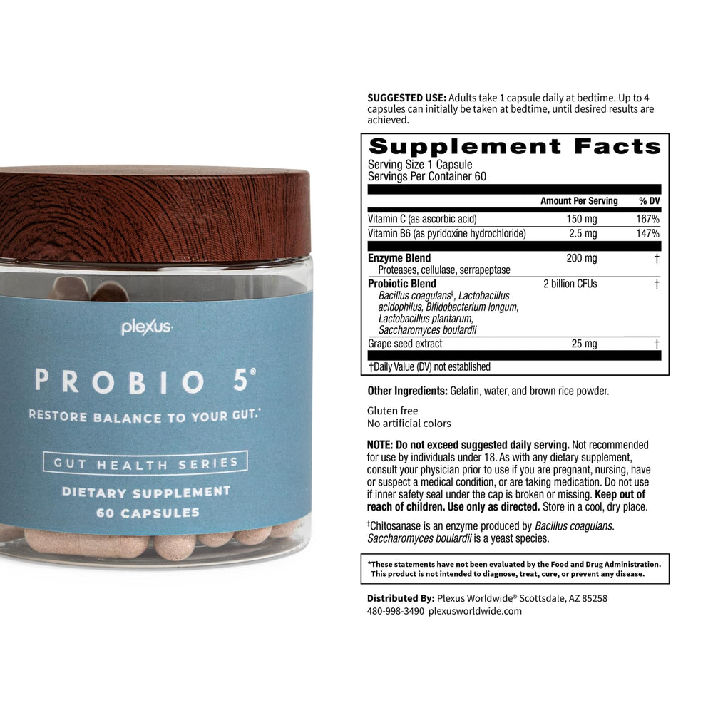 Plexus ProBio 5 capsules aiding nutrient absorption