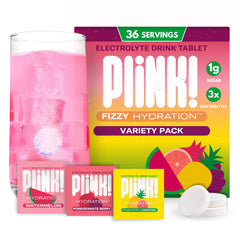 Plink Fruity Variety Pack tablet dissolving in water for refreshing hydration