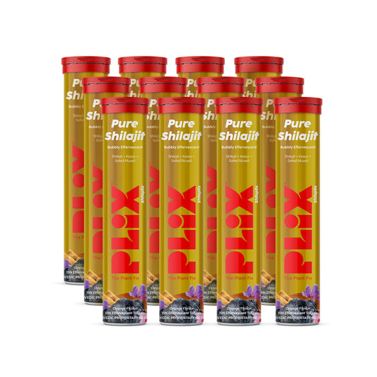PLIX Shilajit tablets in a bottle front for daily energy support.