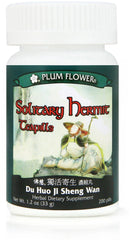 Plum Flower Solitary Hermit Teapills bottle label close-up for quick product recognition.