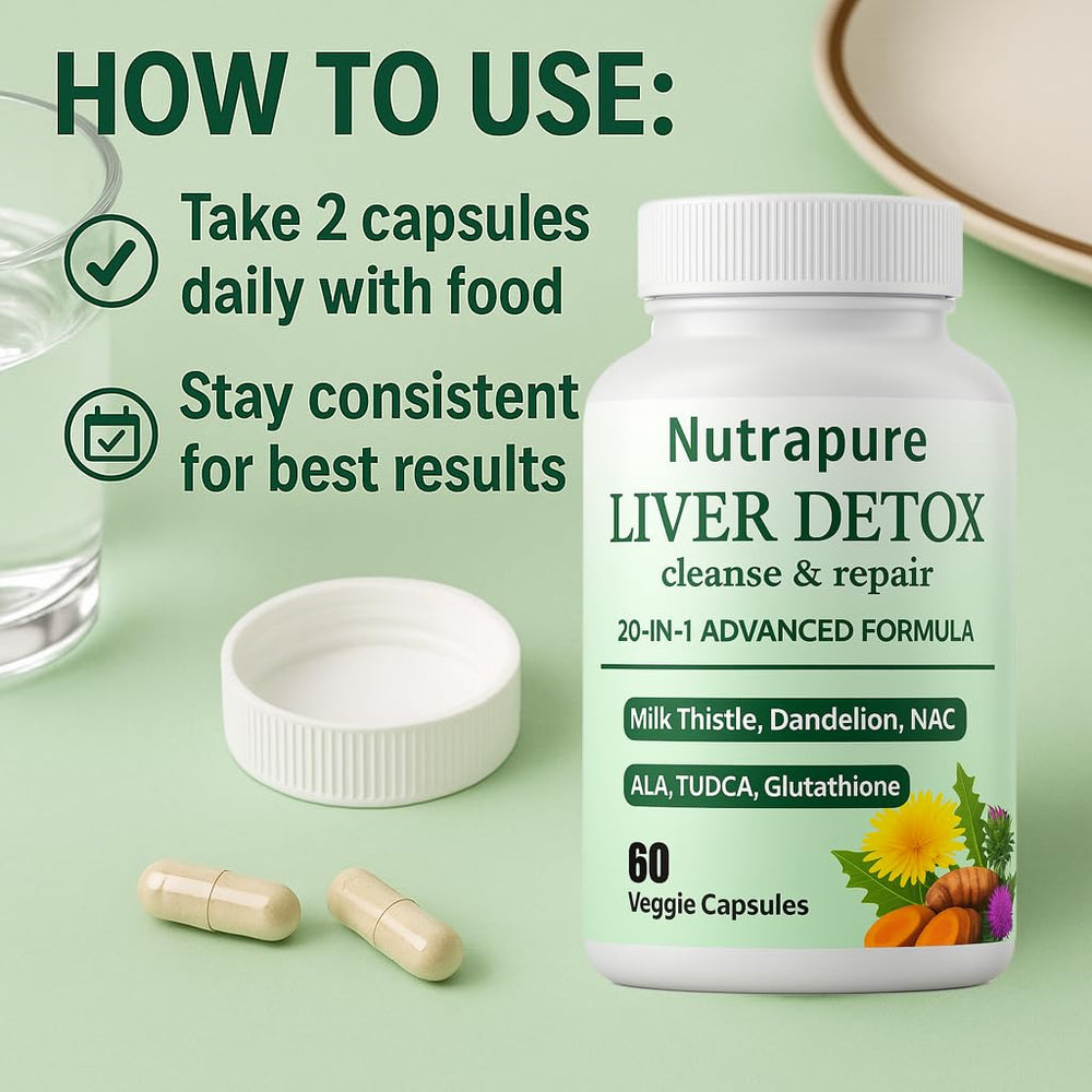 Nutrapure Liver bottle displayed in a simple daily-use setup at home.