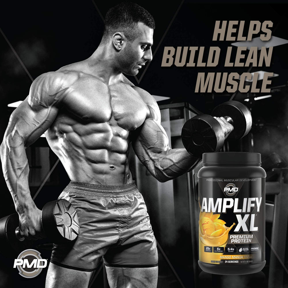 PMD Amplify XL scoop marks exact serving for consistent protein support.