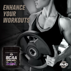 PMD BCAA Stim-Free grape ingredients panel notes HICA and Alpha KIC blend.
