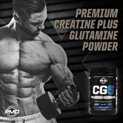 PMD CG5 five-form glutamine blend highlights recovery potential.