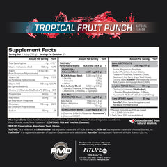 PMD Core Fuel Endurance canister label highlighting complete ingredient amounts for transparency.