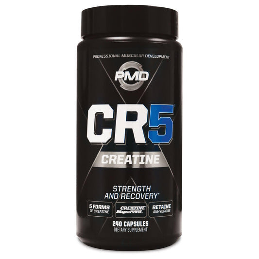 PMD CR5 Creatine bottle showing premium packaging for lean muscle support.