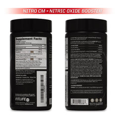 PMD Nitro CM bottle pictured with other supplements for stacking ideas.