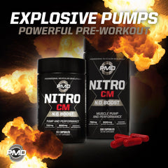 PMD Nitro CM dosing scoop with water demonstrating easy daily intake.