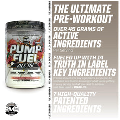 PMD Pump Fuel Insanity glass with mixed powder shows fast-acting energy.