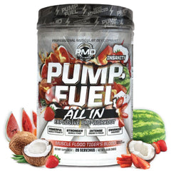 PMD Pump Fuel Insanity tiger’s blood powder tub with bold flavor and high-performance formula.