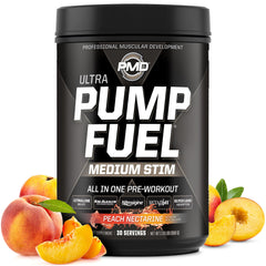 PMD Pump Fuel Ultra canister front with premium pre-workout formula for intense sessions