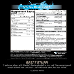 PMD Pump Fuel Ultra Insanity Arctic Blue Blast tub side view showing label clarity