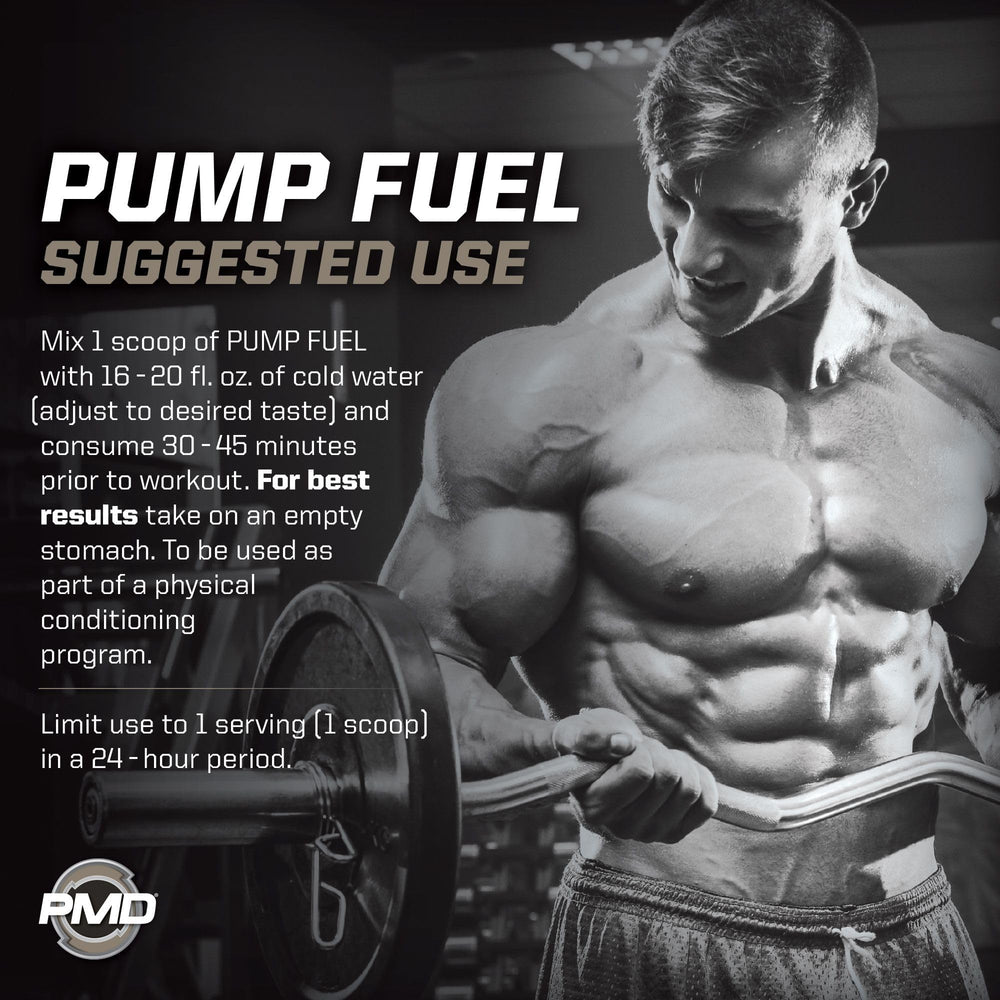 PMD Pump Fuel Ultra Insanity workout scene shows focused training and muscular pumps.