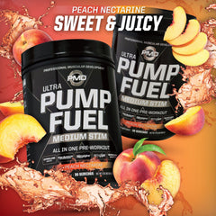 PMD Pump Fuel Ultra peach-nectarine flavor suggests refreshing energy during routines