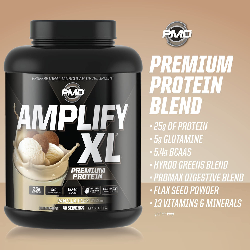 PMD Sports Amplify XL digestive enzyme blend aiding protein absorption