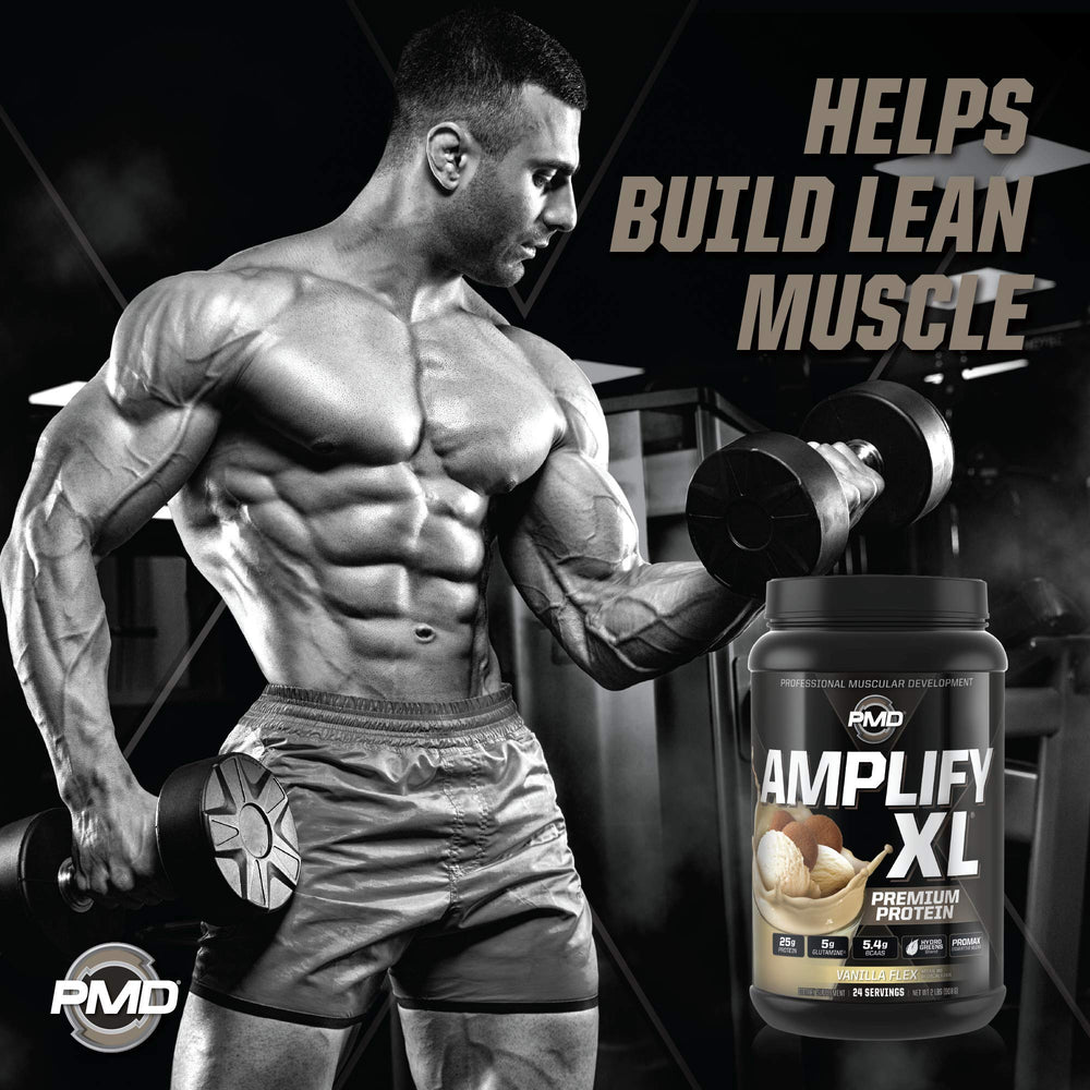 PMD Amplify XL ingredients label emphasizes digestive enzymes and greens blend.
