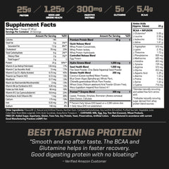 PMD Amplify XL Strawberry Slam tub shows high-grade whey and greens blend.