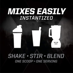 PMD Amplify XL Toffee Macchiato powder dissolving into a creamy athletic shake.