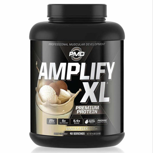 PMD Sports Amplify XL whey protein bottle for post-workout recovery