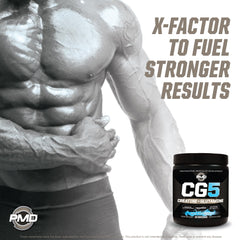 PMD Sports CG5 blue raspberry powder close-up for flavor and mix.