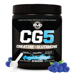 PMD Sports CG5 blue raspberry tub ready for pre- and post-workout use.