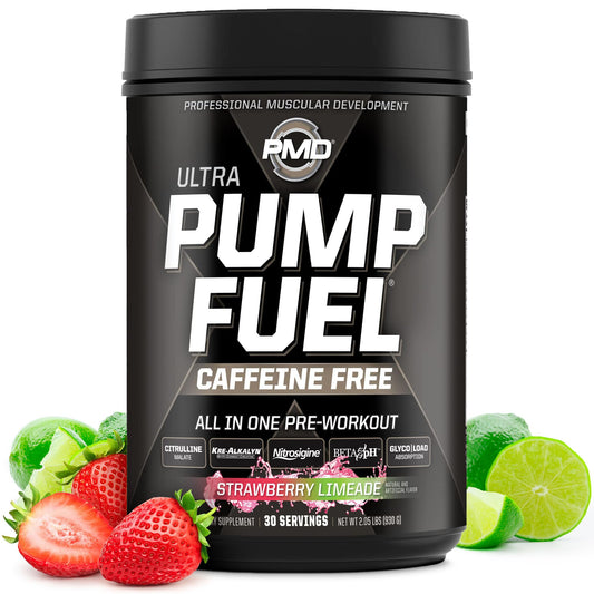 PMD Pump Fuel Ultra caffeine-free bottle for focused workouts.