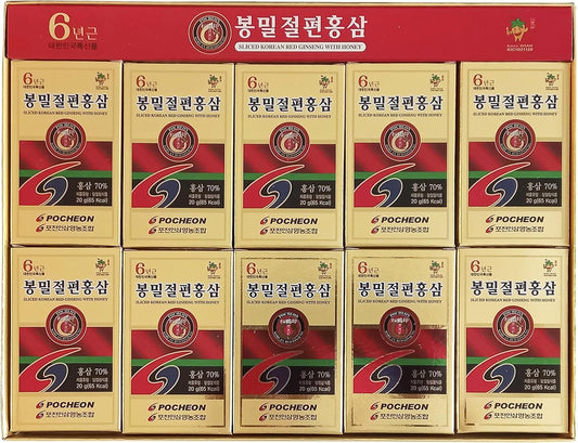POCHEON KOREAN RED GINSENG slices with honey for a quick energy-boosting snack.