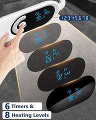 Pocleanish foot warmer LCD controller shows easy temperature customization.