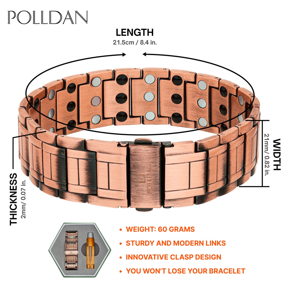 POLLDAN bracelet featuring adjustable fold-over clasp for secure fit.