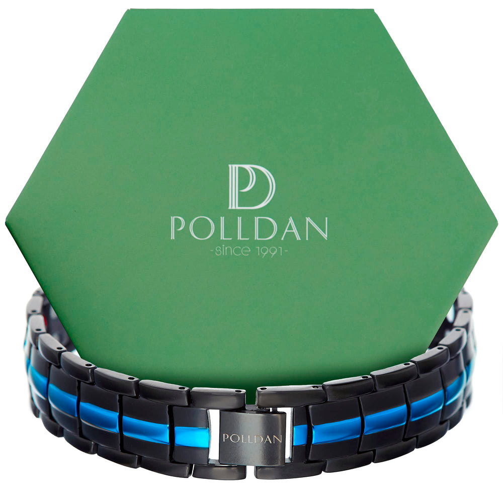 POLLDAN black metal sizing tool shown with the bracelet